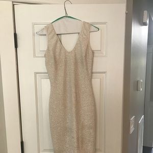 Dress the Population cream sparkle dress